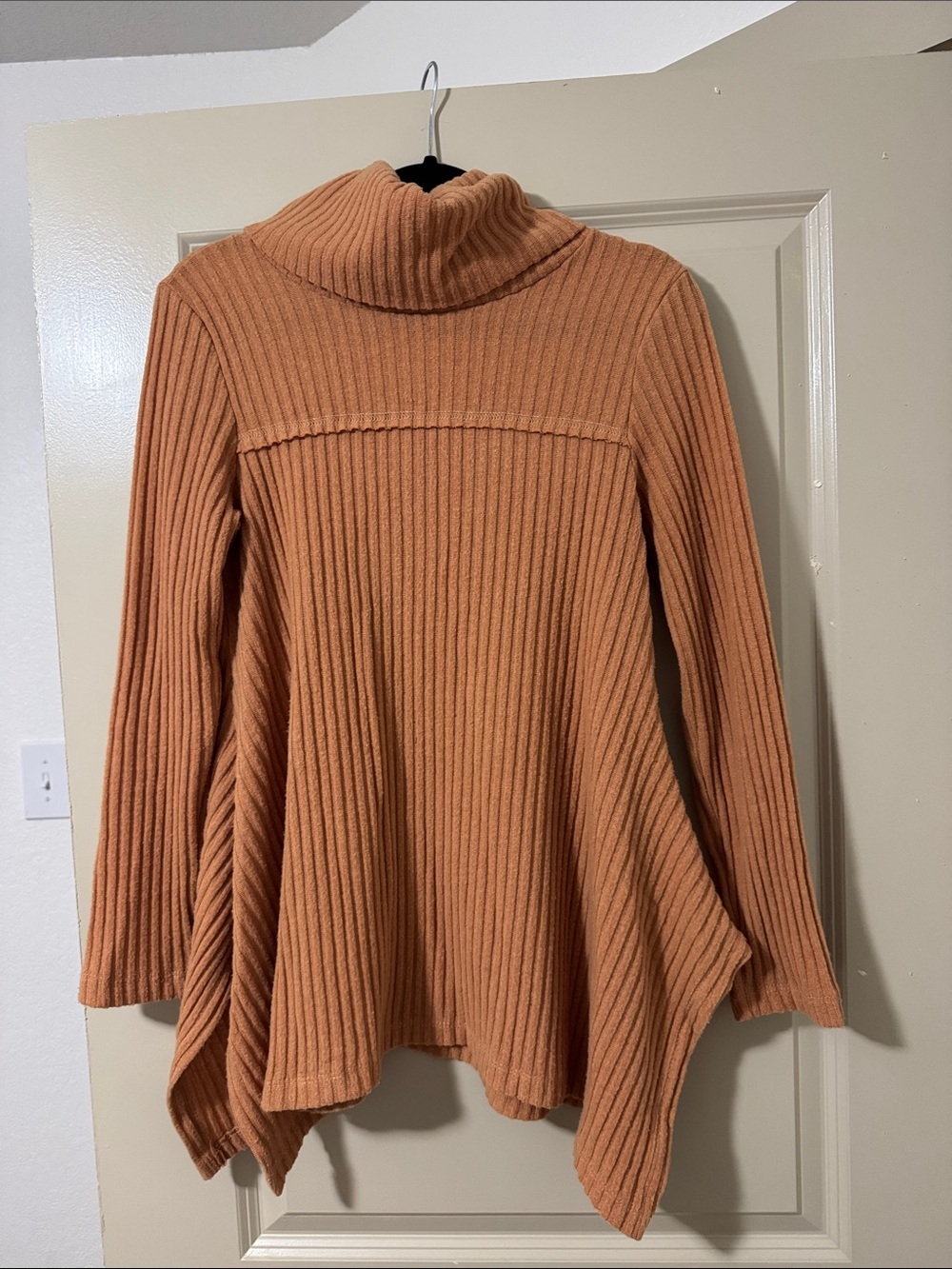 My Story Ribbed Cowl Swing/Turtle Neck Sweater in Burnt Orange